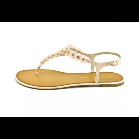 Chinese Laundry Garden 8.5 M Blush/Soft Pink Floral Open Gold-Stud Thong Sandals - Picture 3 of 8